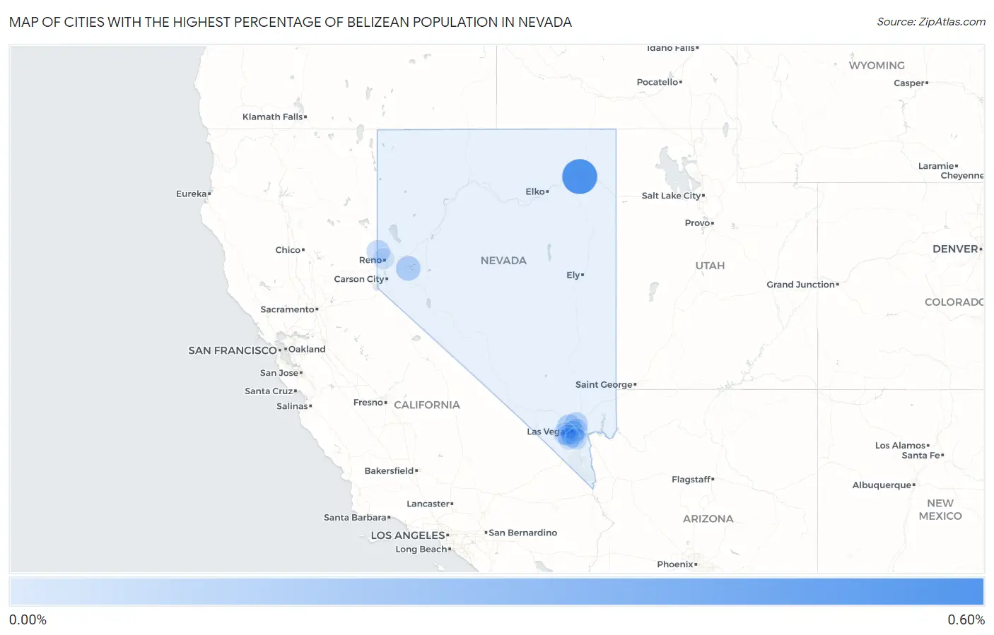 Cities with the Highest Percentage of Belizean Population in Nevada Map