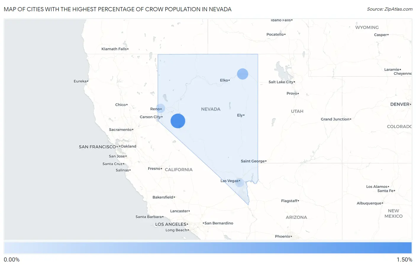 Cities with the Highest Percentage of Crow Population in Nevada Map