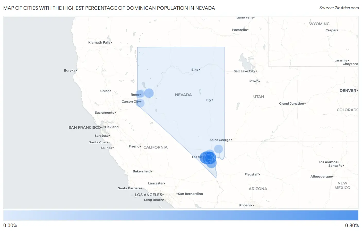 Cities with the Highest Percentage of Dominican Population in Nevada Map
