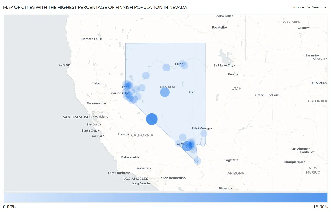 Cities with the Highest Percentage of Finnish Population in Nevada Map