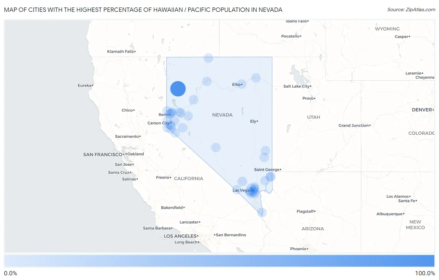 Cities with the Highest Percentage of Hawaiian / Pacific Population in Nevada Map