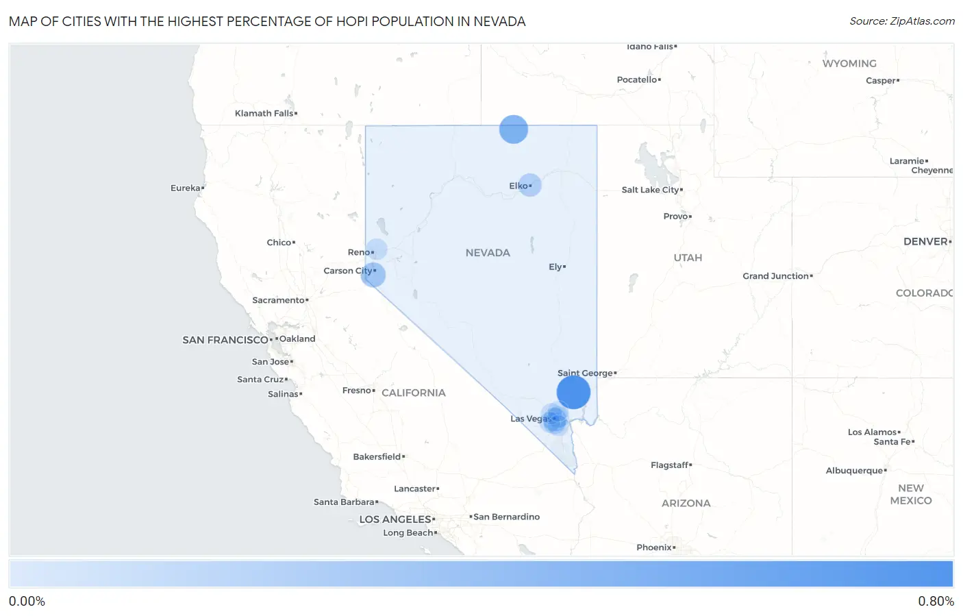 Cities with the Highest Percentage of Hopi Population in Nevada Map