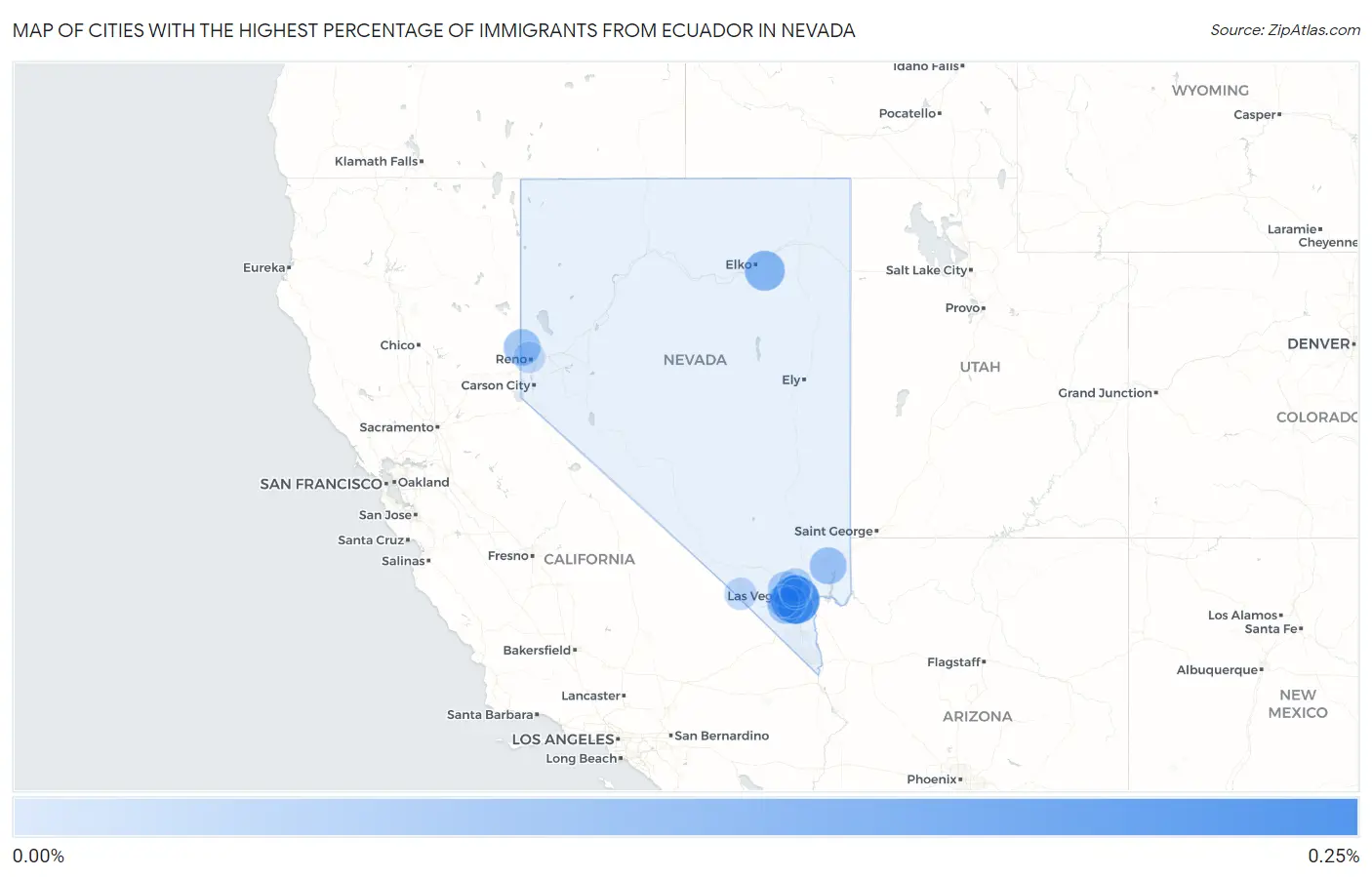 Cities with the Highest Percentage of Immigrants from Ecuador in Nevada Map