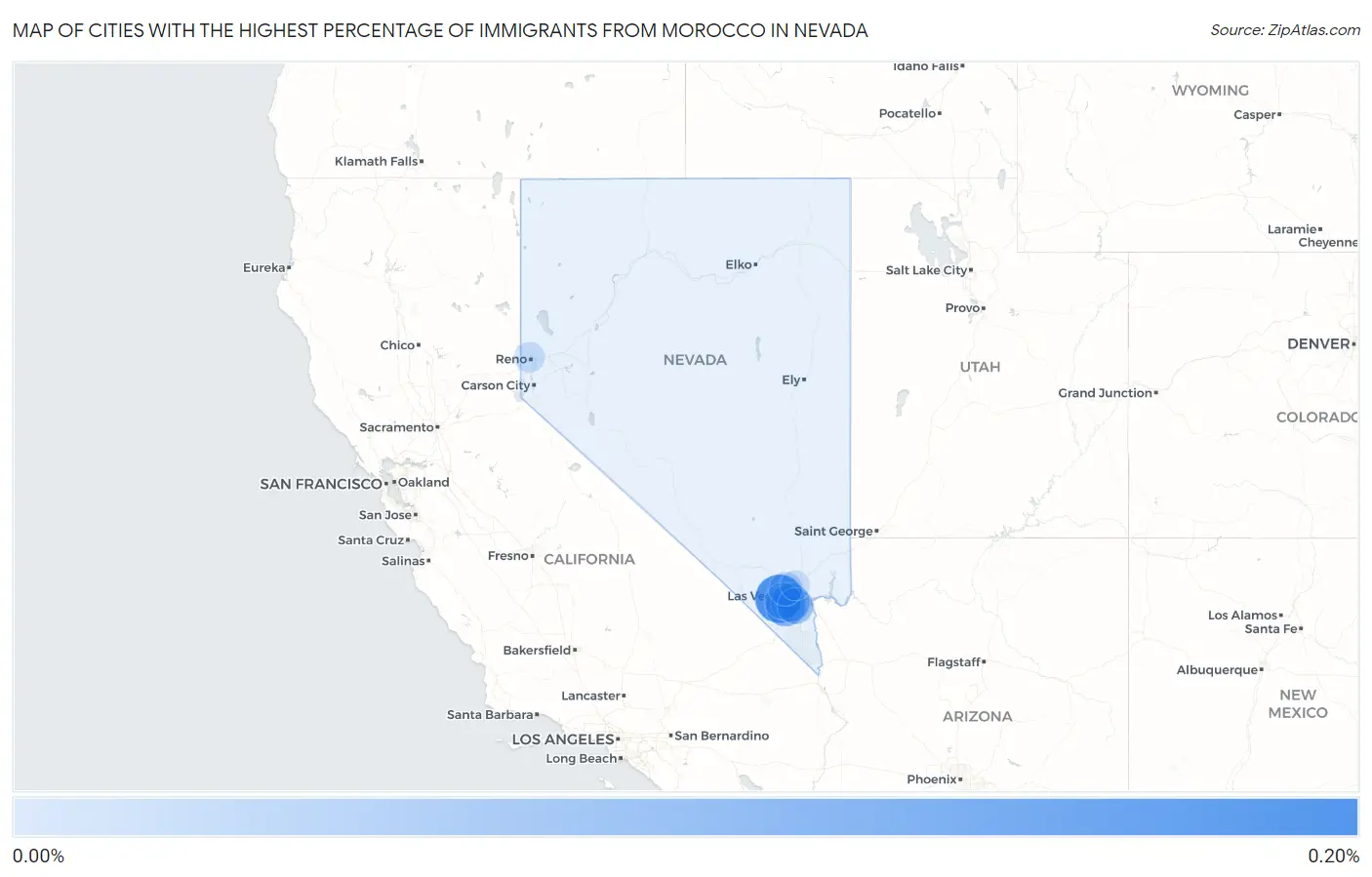 Cities with the Highest Percentage of Immigrants from Morocco in Nevada Map