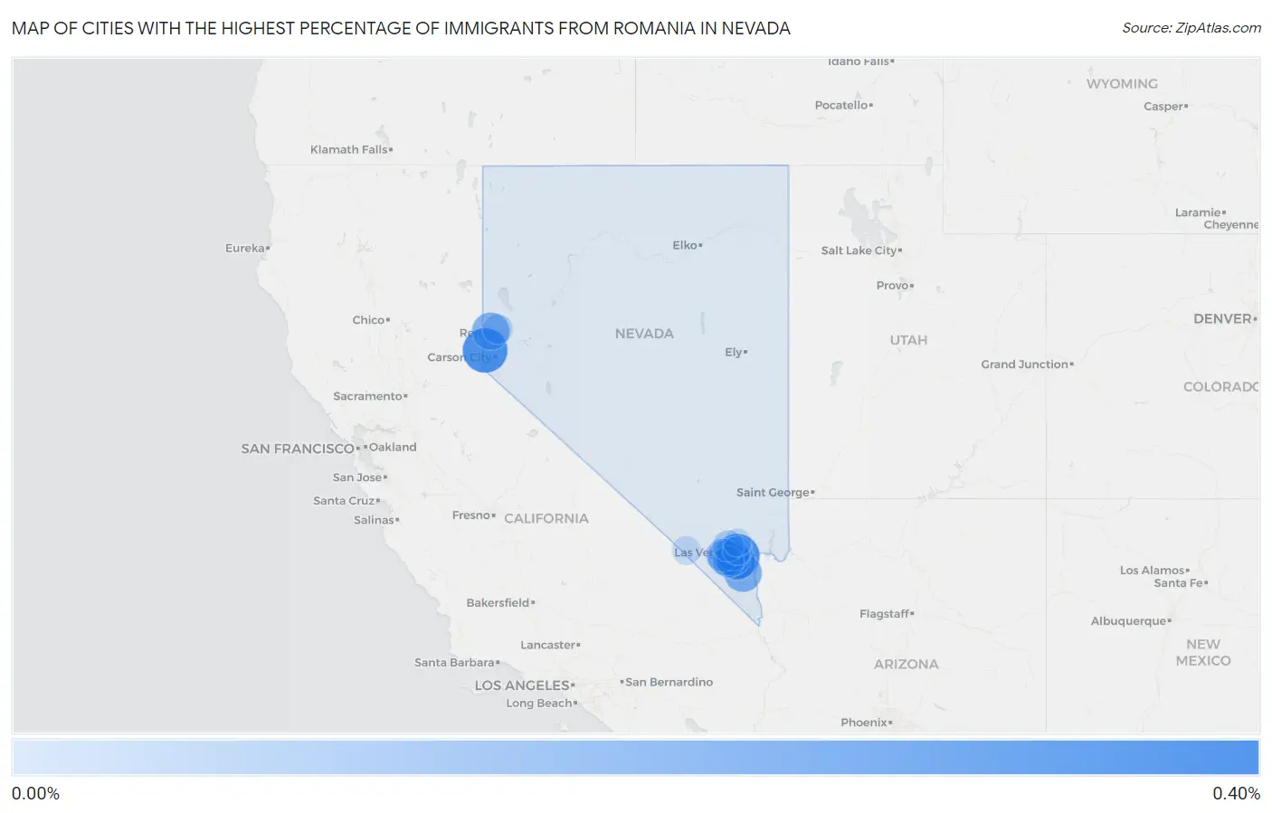 Cities with the Highest Percentage of Immigrants from Romania in Nevada Map