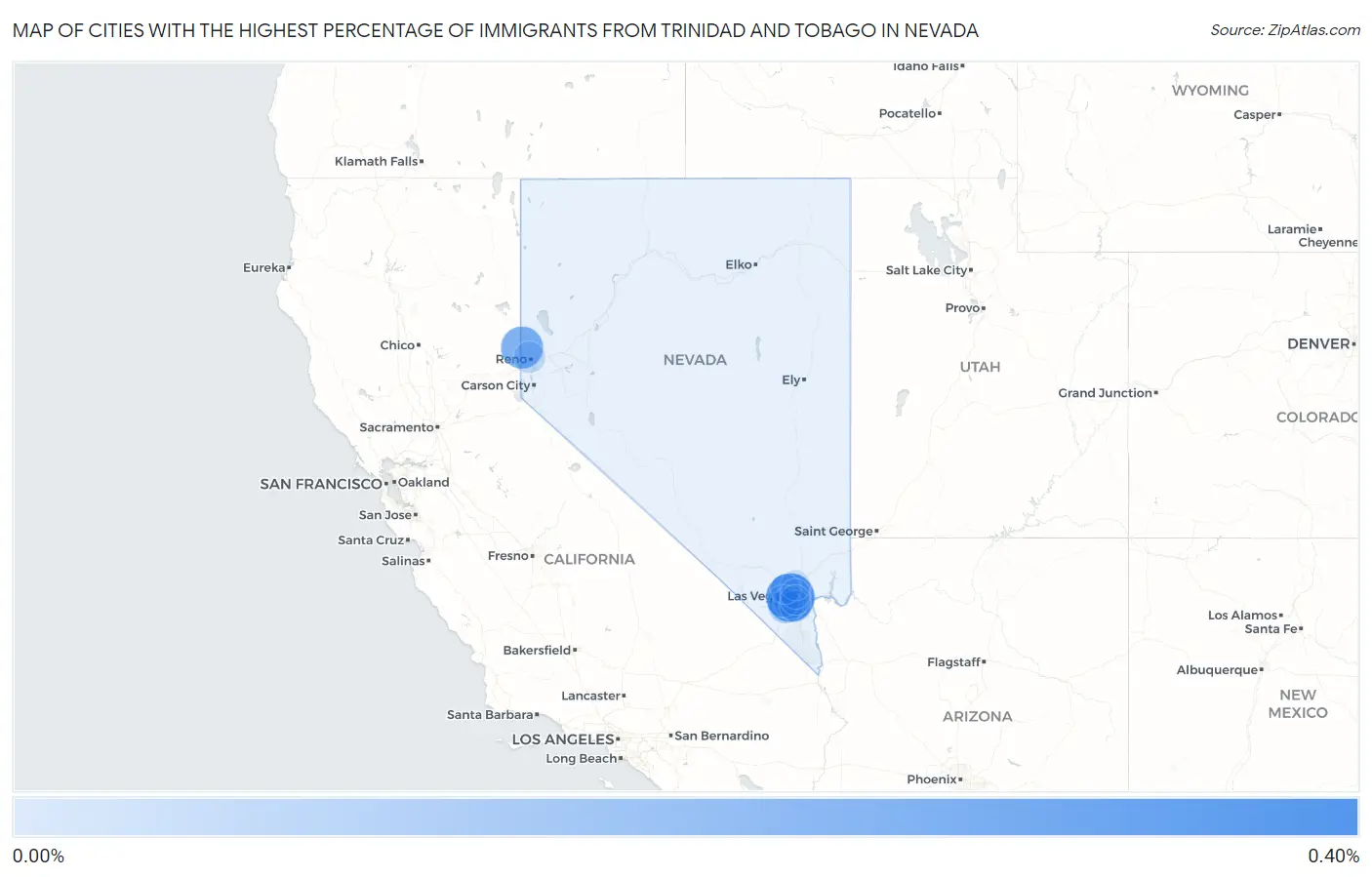Cities with the Highest Percentage of Immigrants from Trinidad and Tobago in Nevada Map
