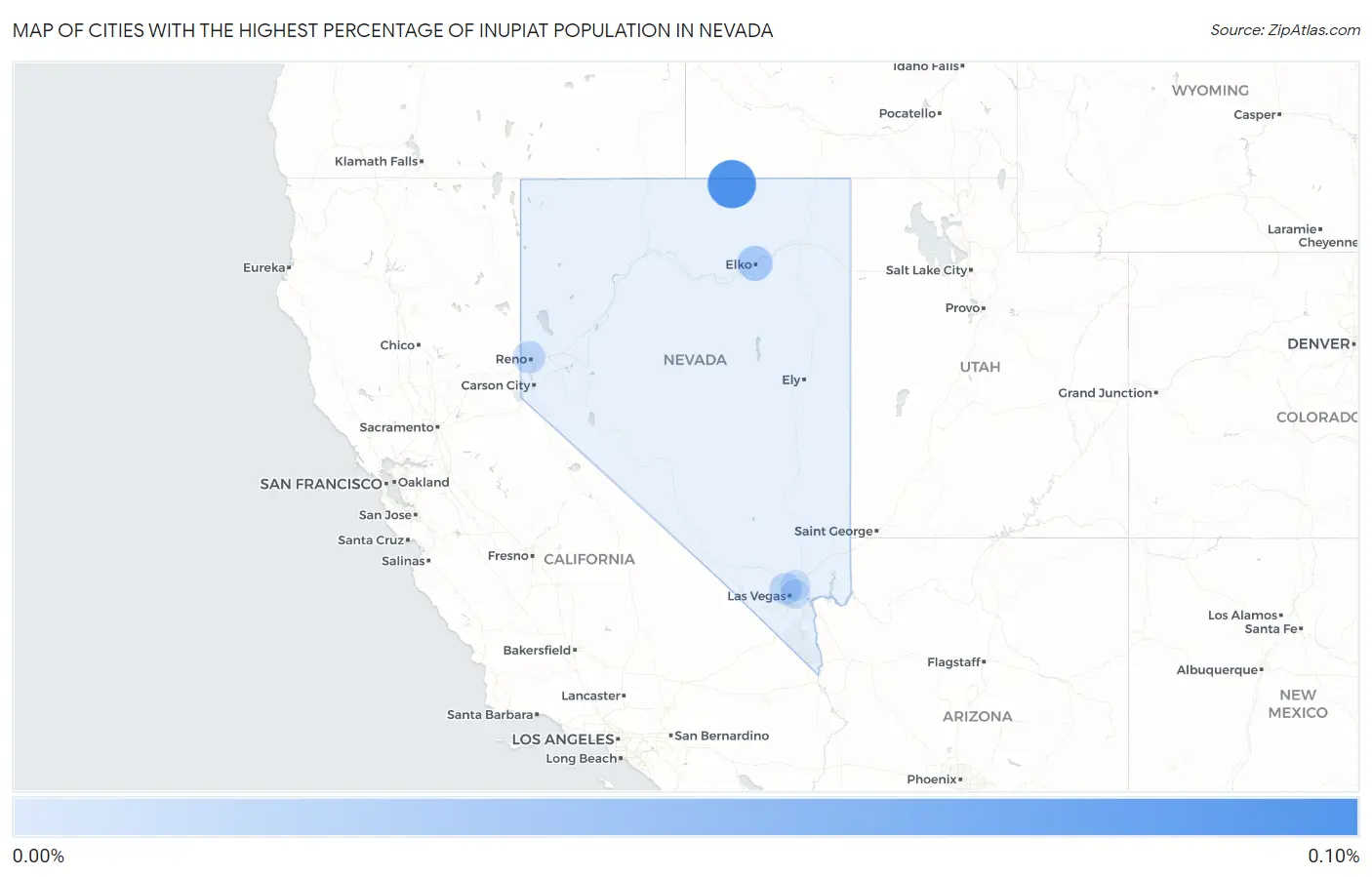 Cities with the Highest Percentage of Inupiat Population in Nevada Map