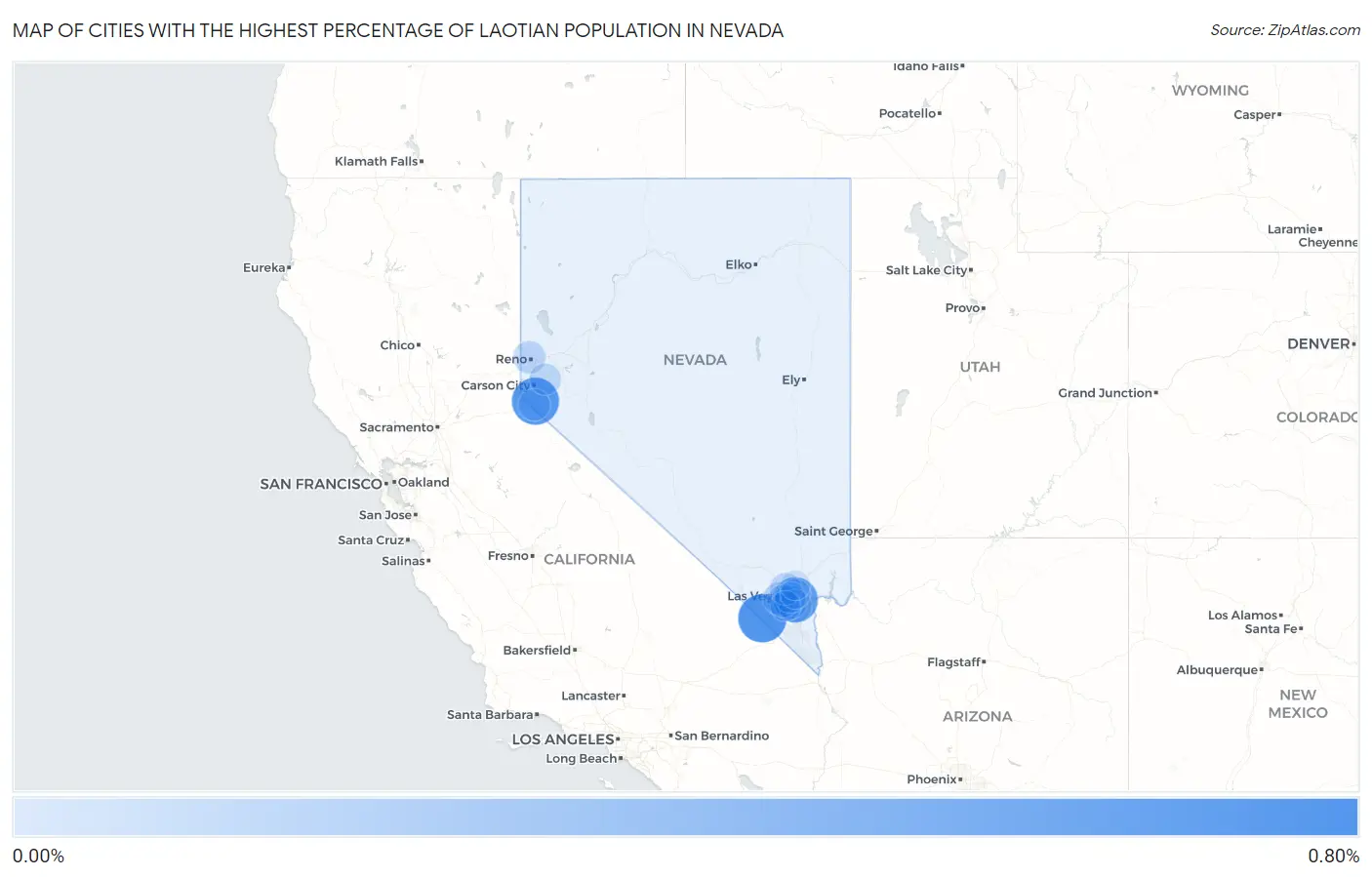 Cities with the Highest Percentage of Laotian Population in Nevada Map