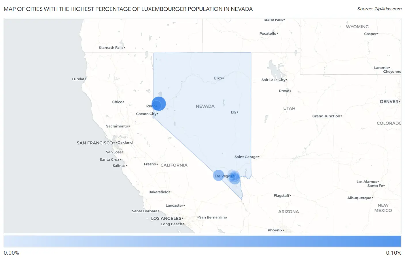 Cities with the Highest Percentage of Luxembourger Population in Nevada Map