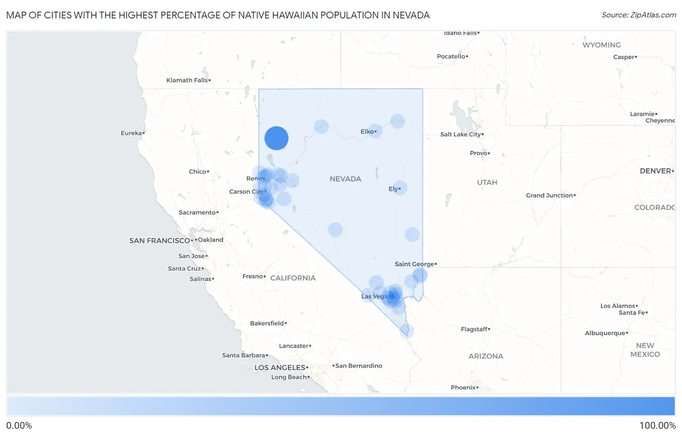 Cities with the Highest Percentage of Native Hawaiian Population in Nevada Map