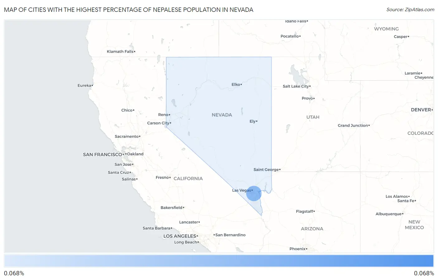 Cities with the Highest Percentage of Nepalese Population in Nevada Map