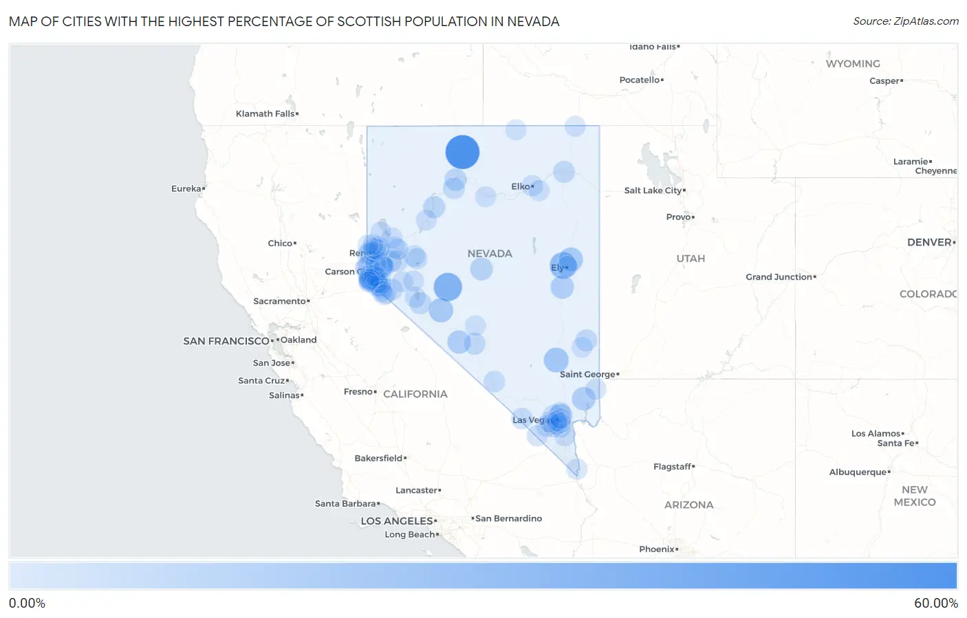 Cities with the Highest Percentage of Scottish Population in Nevada Map