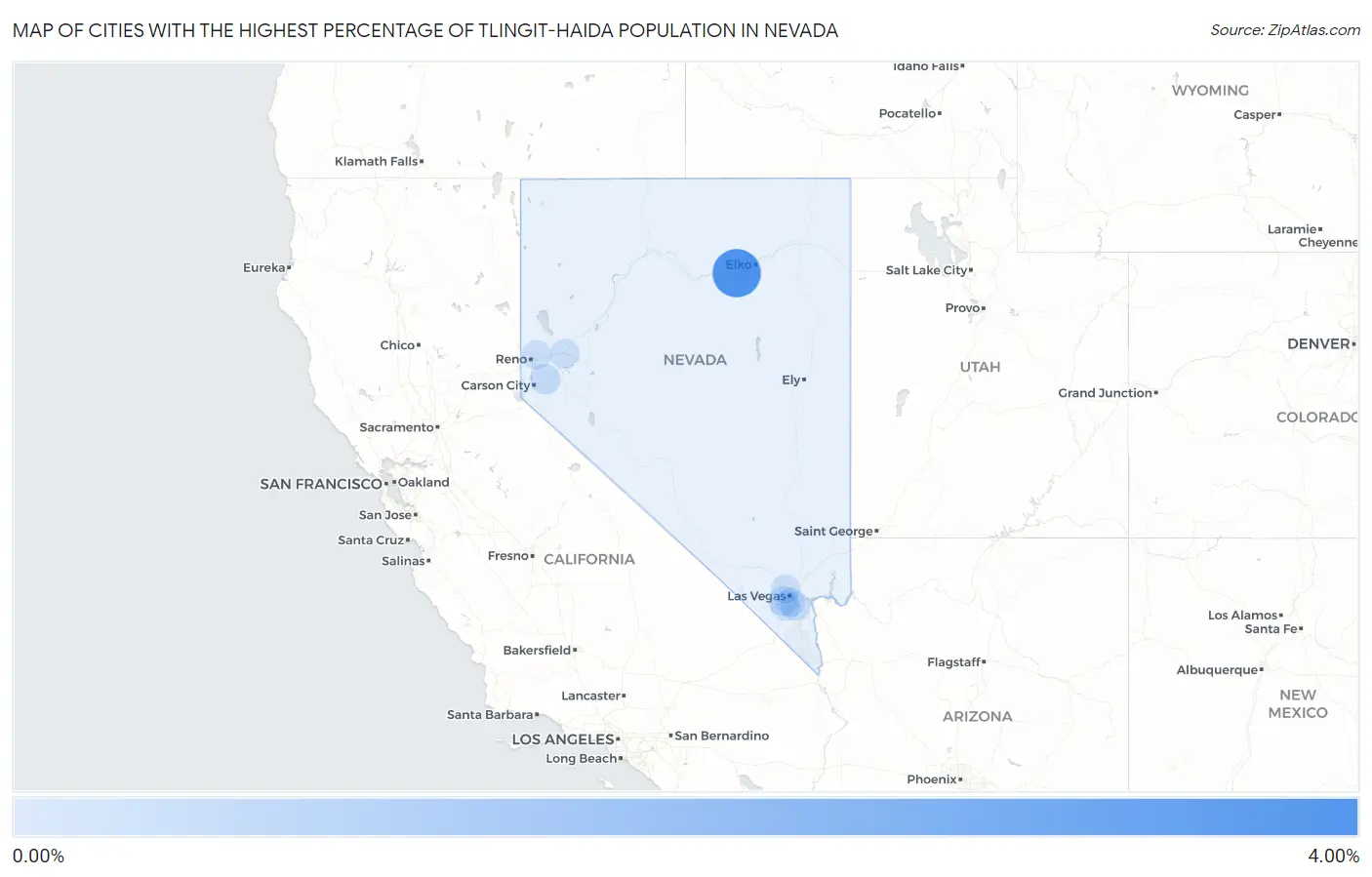 Cities with the Highest Percentage of Tlingit-Haida Population in Nevada Map