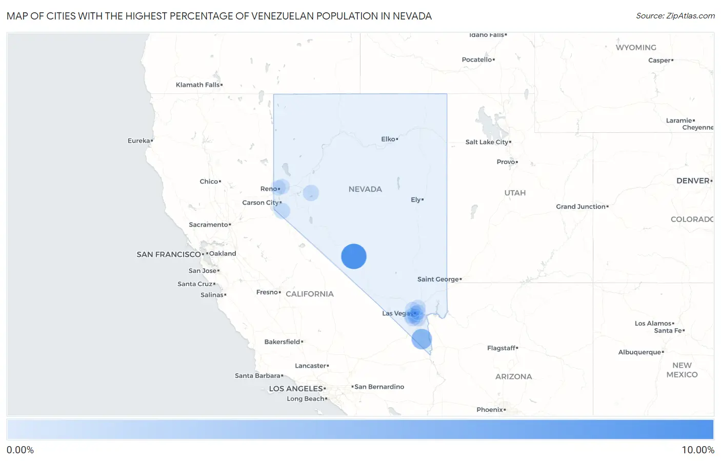Cities with the Highest Percentage of Venezuelan Population in Nevada Map