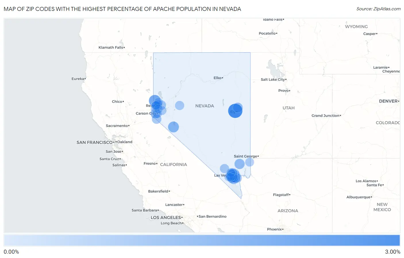 Zip Codes with the Highest Percentage of Apache Population in Nevada Map
