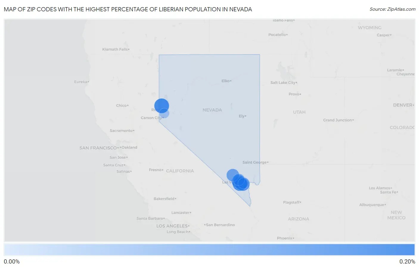 Zip Codes with the Highest Percentage of Liberian Population in Nevada Map