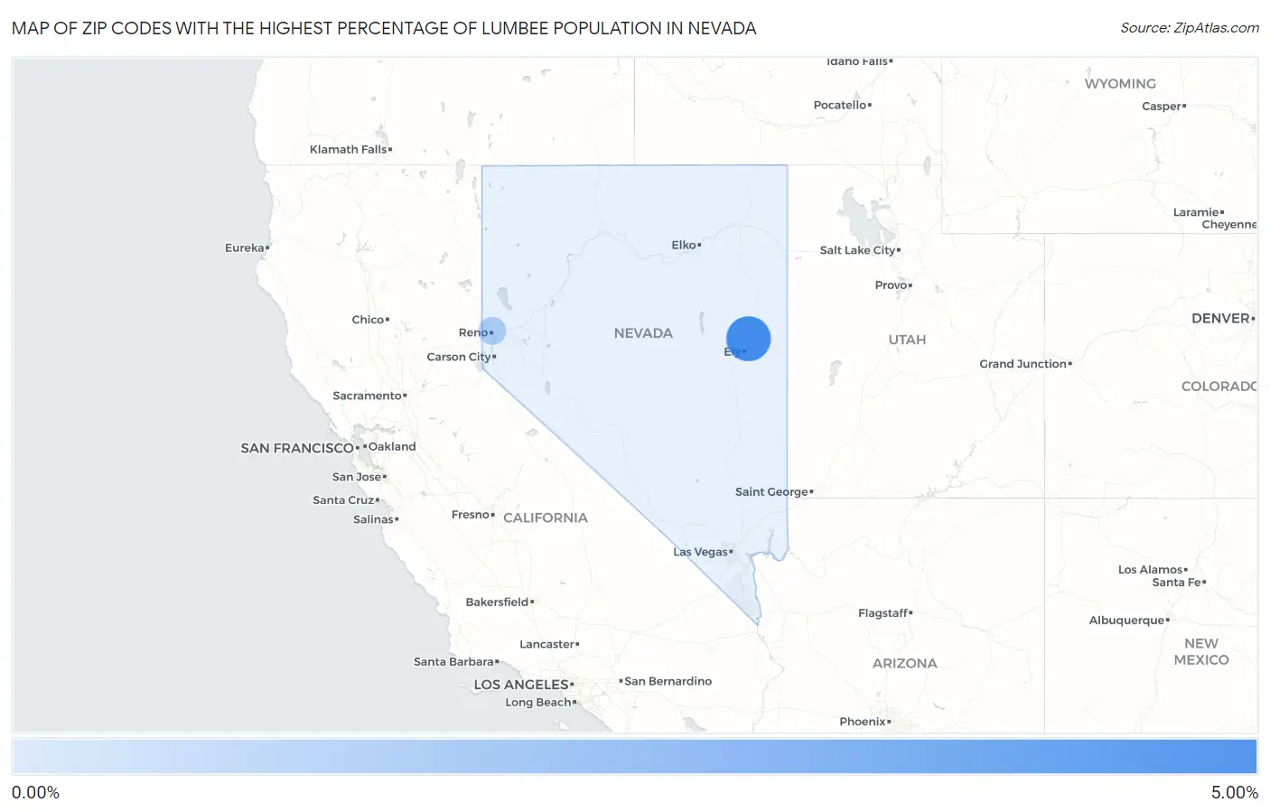Zip Codes with the Highest Percentage of Lumbee Population in Nevada Map