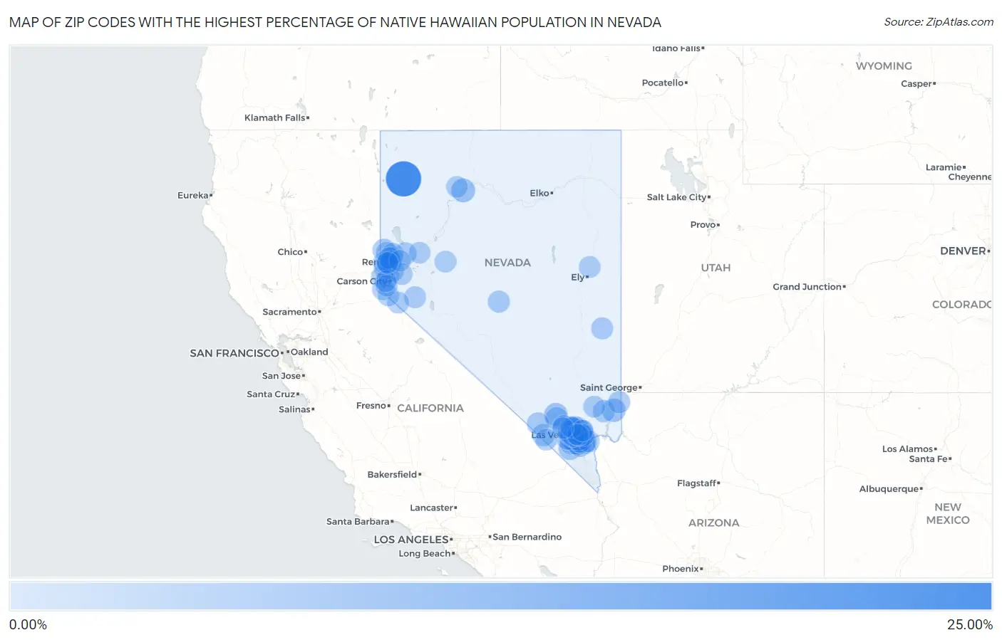 Zip Codes with the Highest Percentage of Native Hawaiian Population in Nevada Map