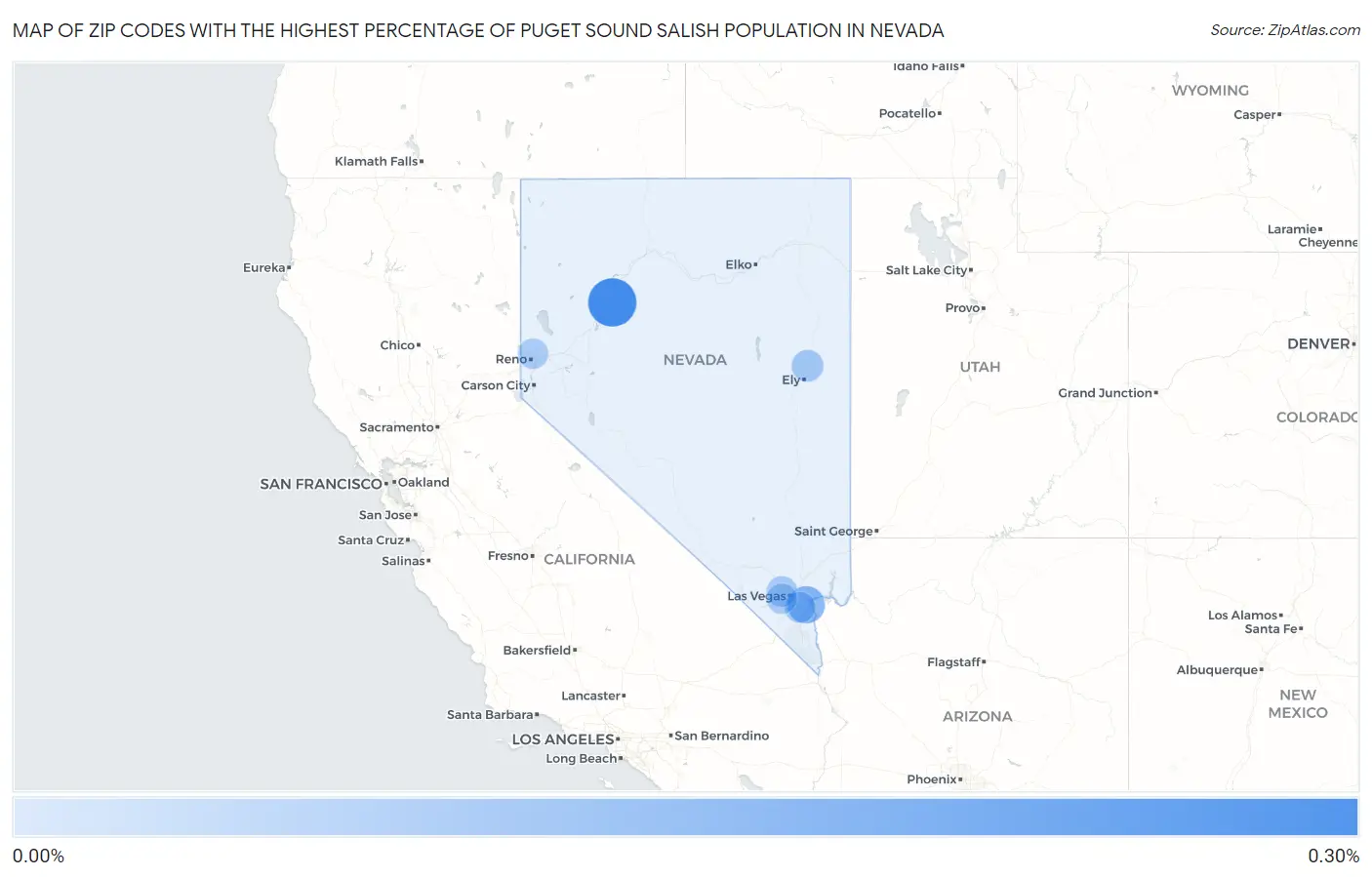 Zip Codes with the Highest Percentage of Puget Sound Salish Population in Nevada Map