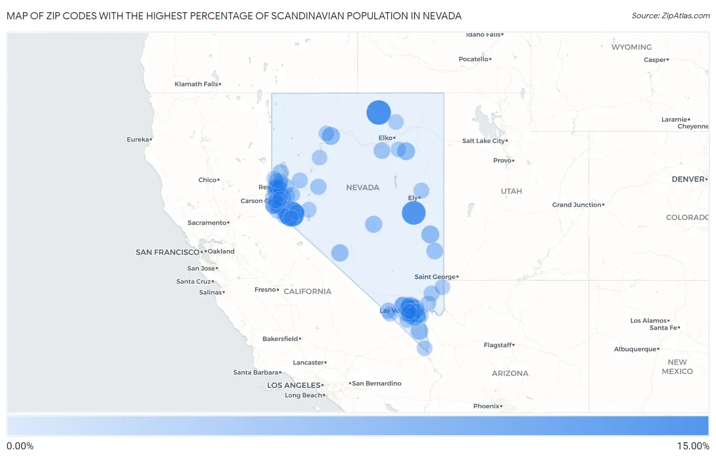 Zip Codes with the Highest Percentage of Scandinavian Population in Nevada Map