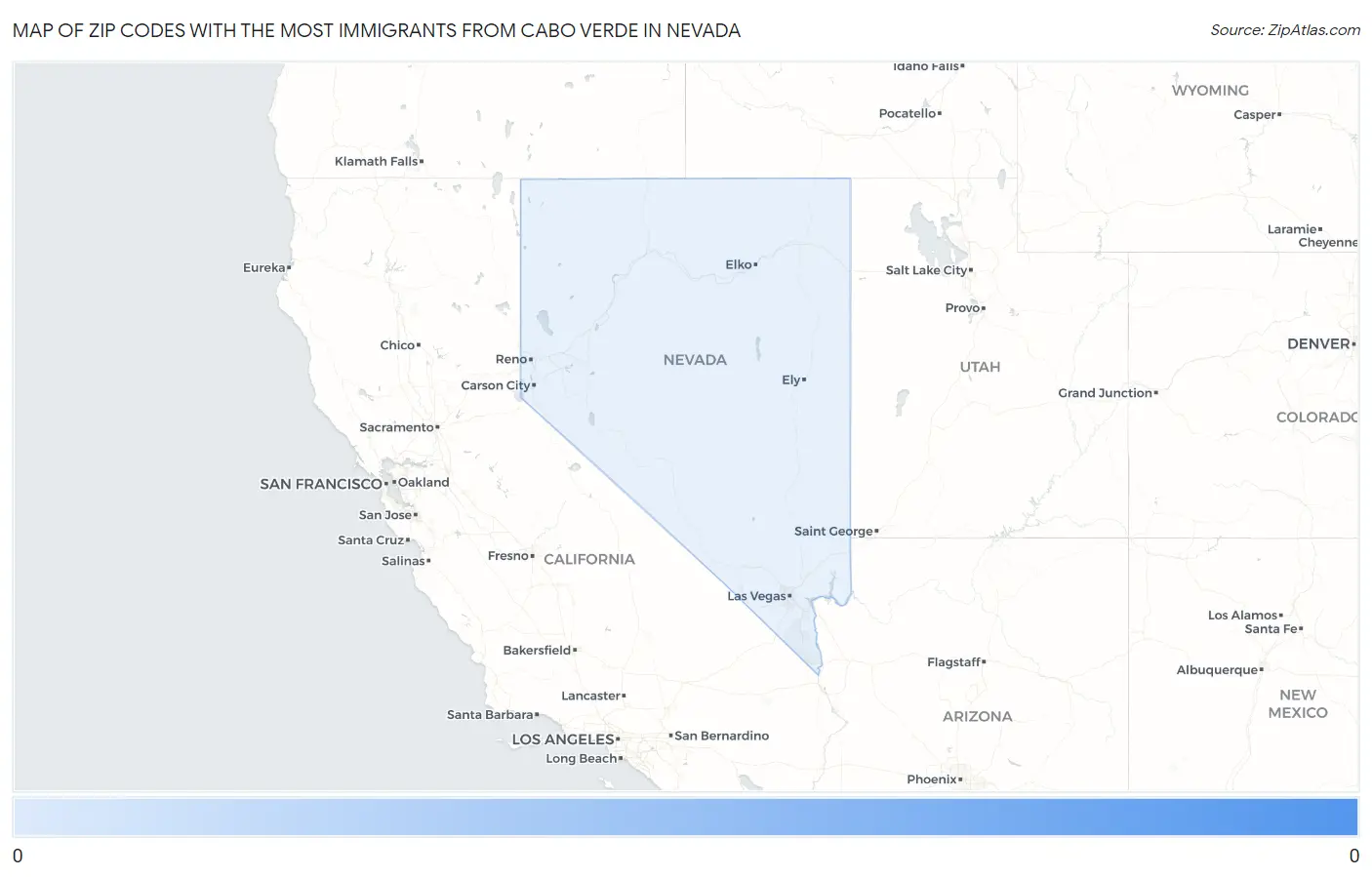 Zip Codes with the Most Immigrants from Cabo Verde in Nevada Map