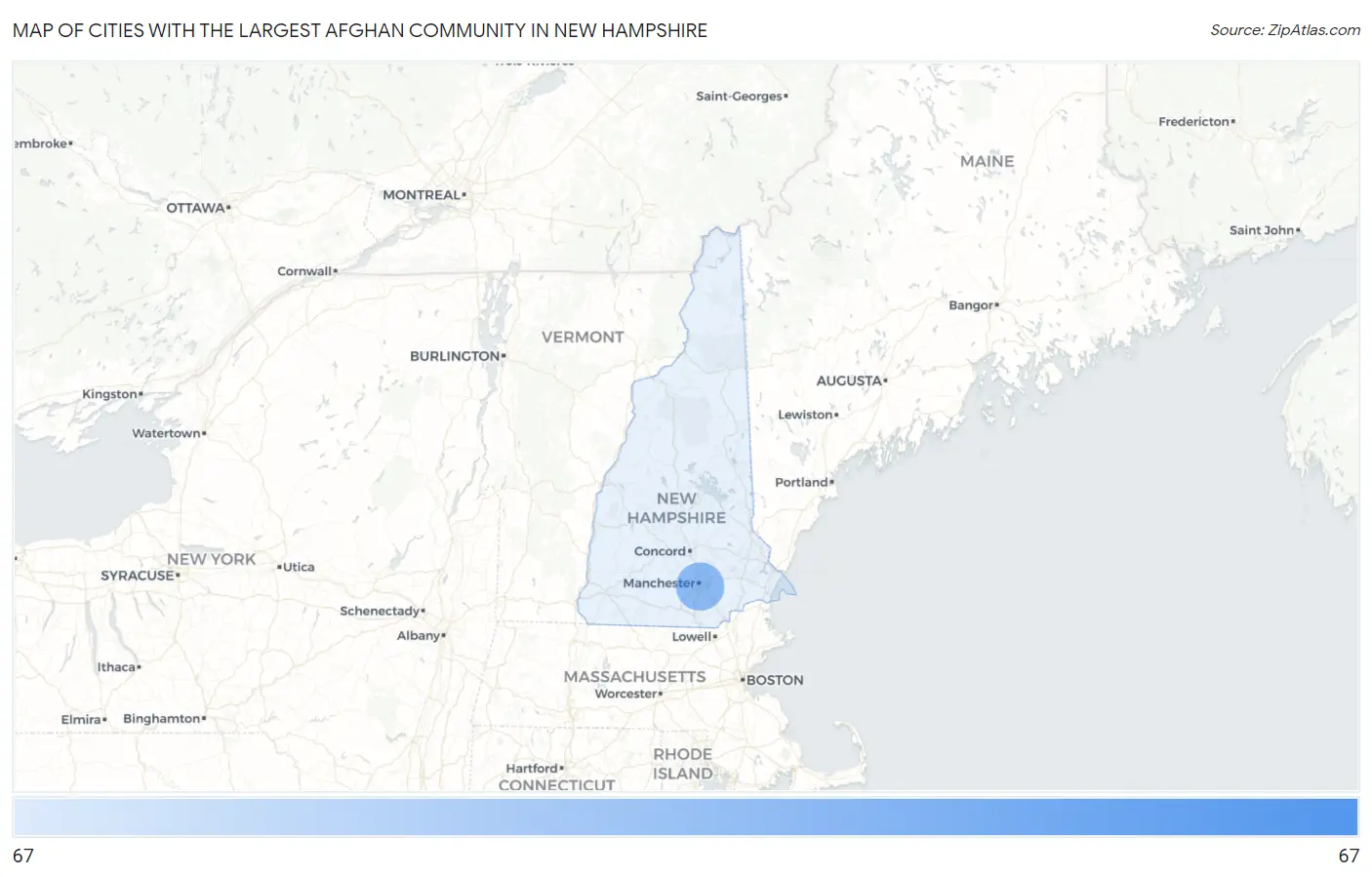 Cities with the Largest Afghan Community in New Hampshire Map