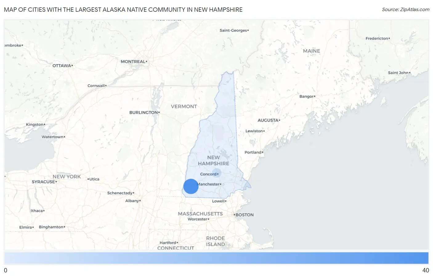 Cities with the Largest Alaska Native Community in New Hampshire Map