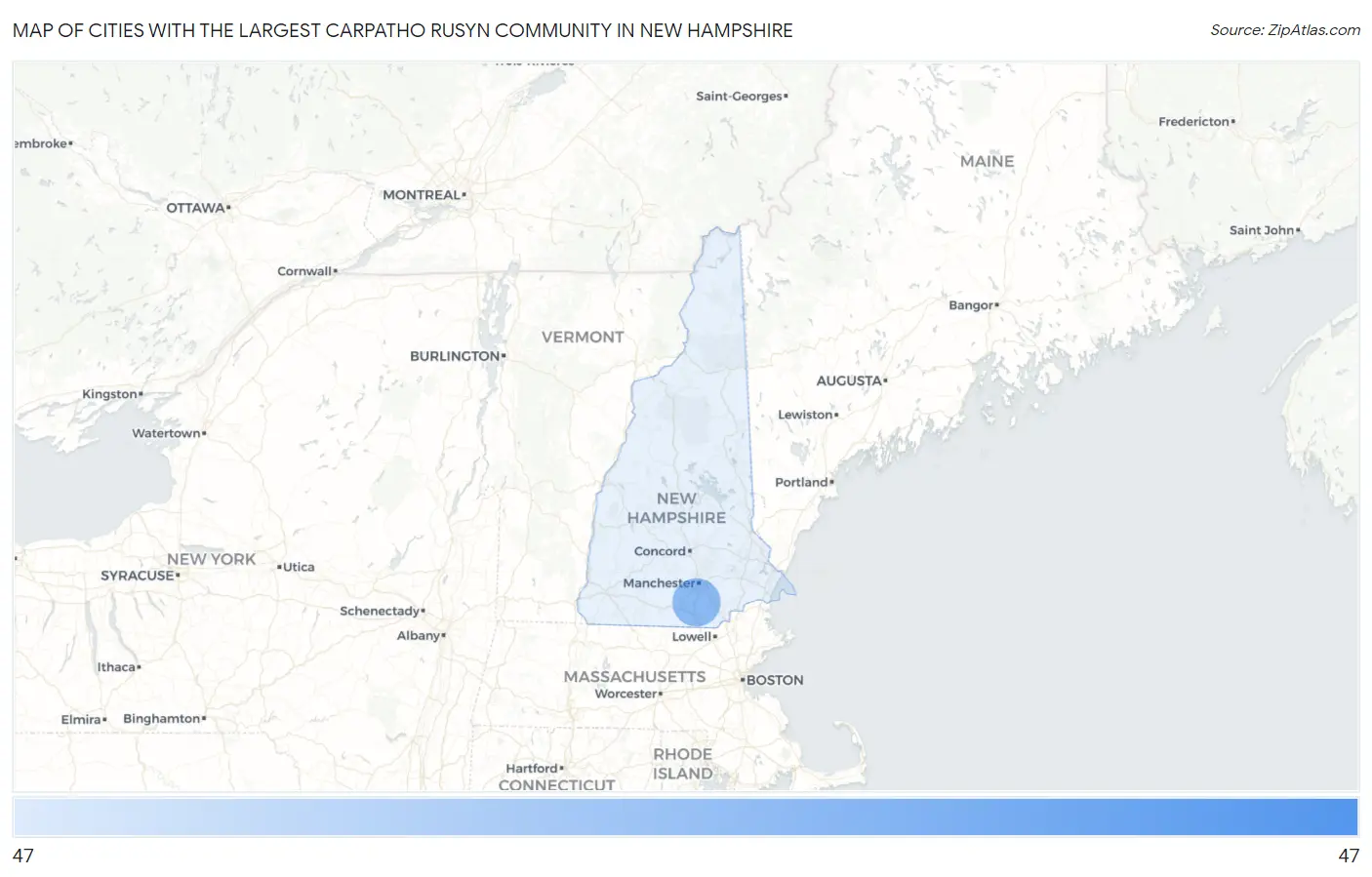 Cities with the Largest Carpatho Rusyn Community in New Hampshire Map