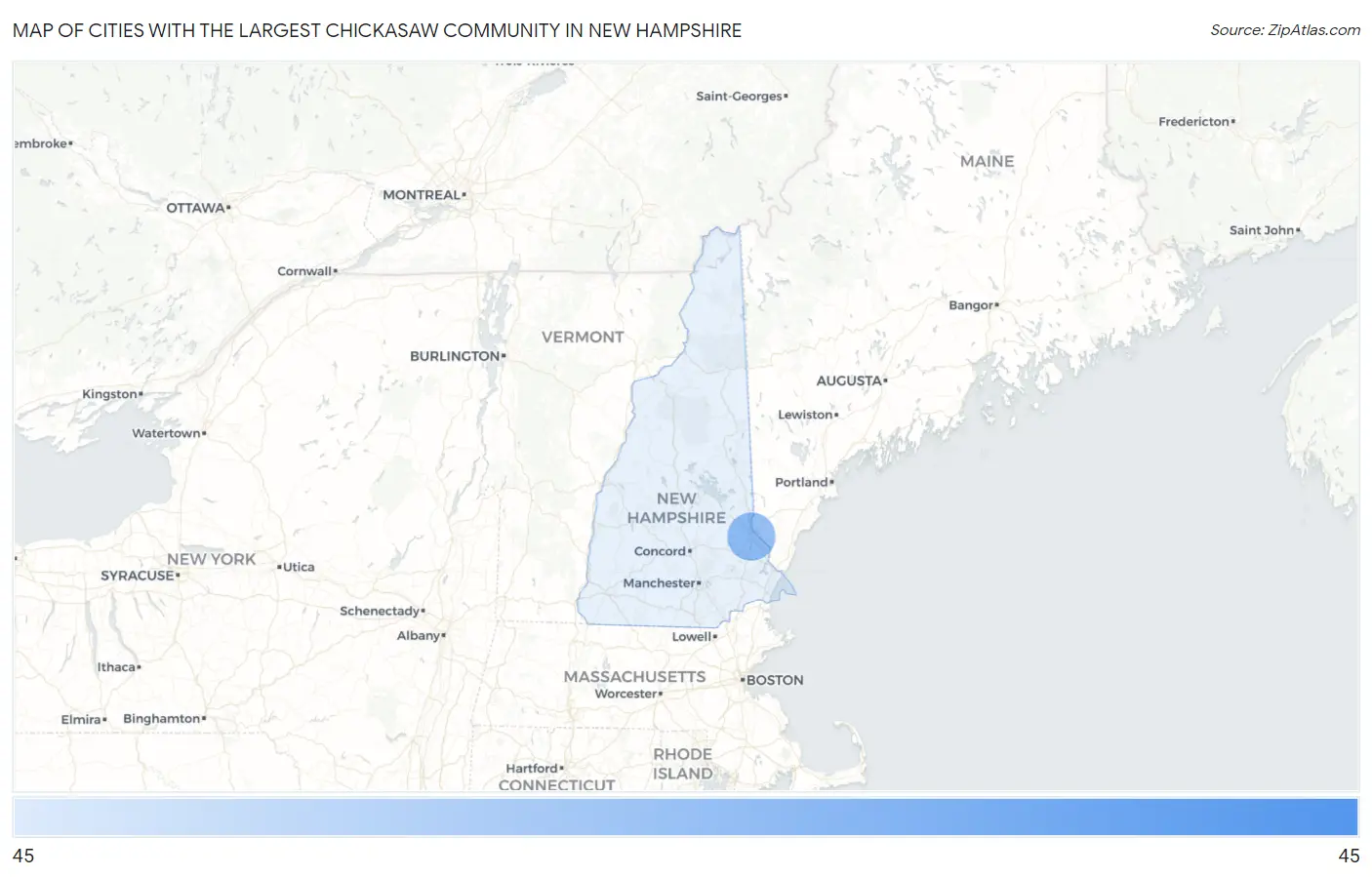 Cities with the Largest Chickasaw Community in New Hampshire Map