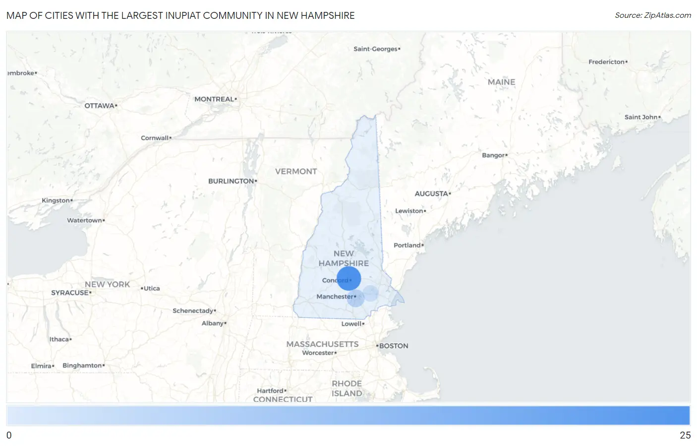 Cities with the Largest Inupiat Community in New Hampshire Map