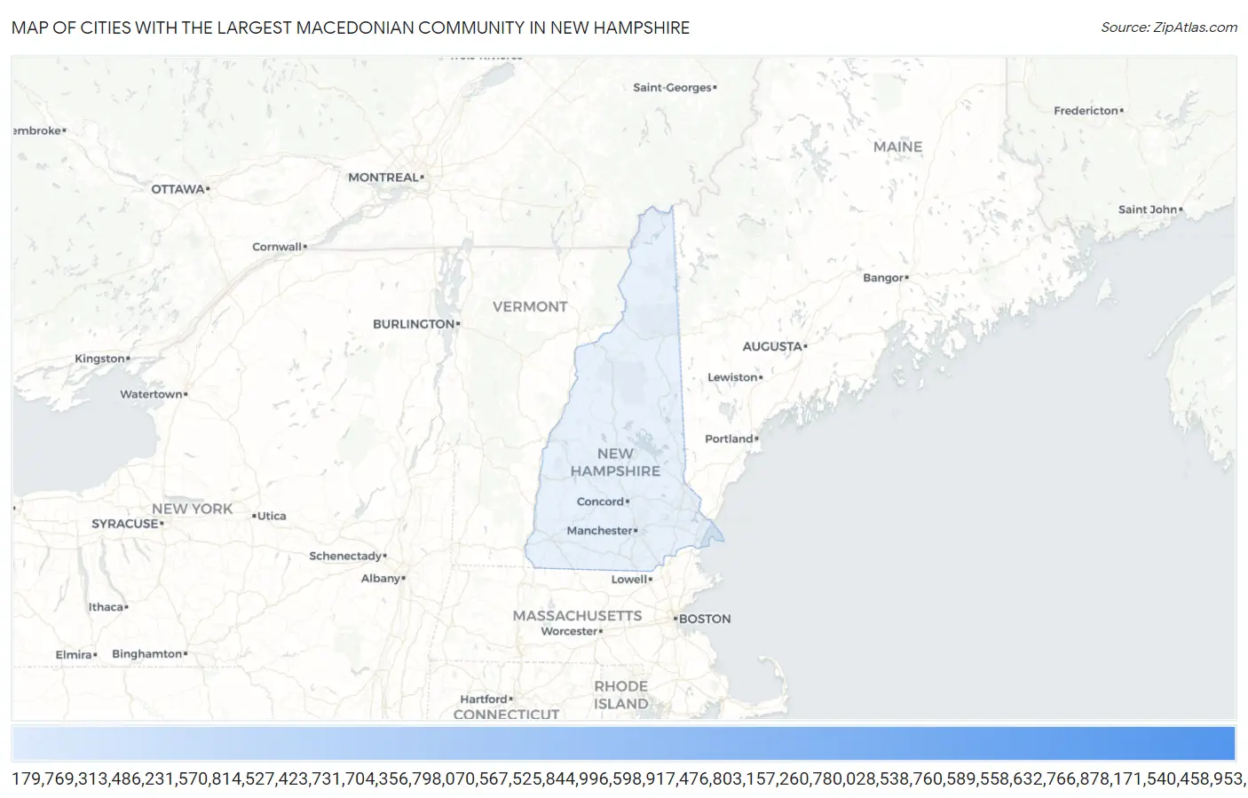 Cities with the Largest Macedonian Community in New Hampshire Map