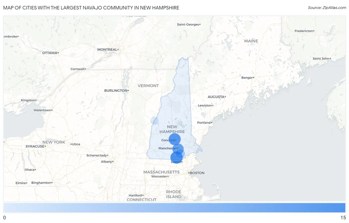 Cities with the Largest Navajo Community in New Hampshire Map