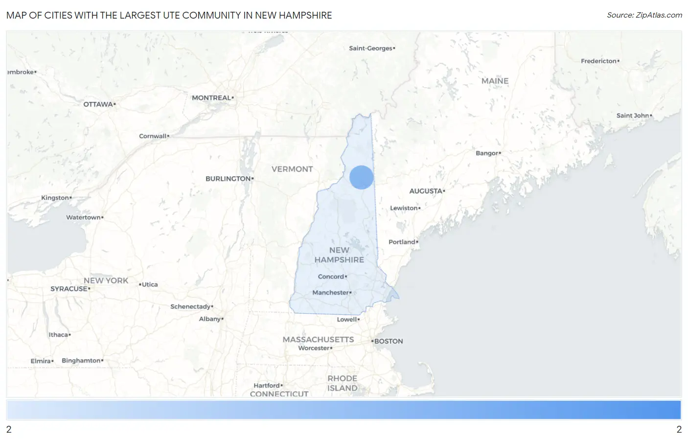 Cities with the Largest Ute Community in New Hampshire Map