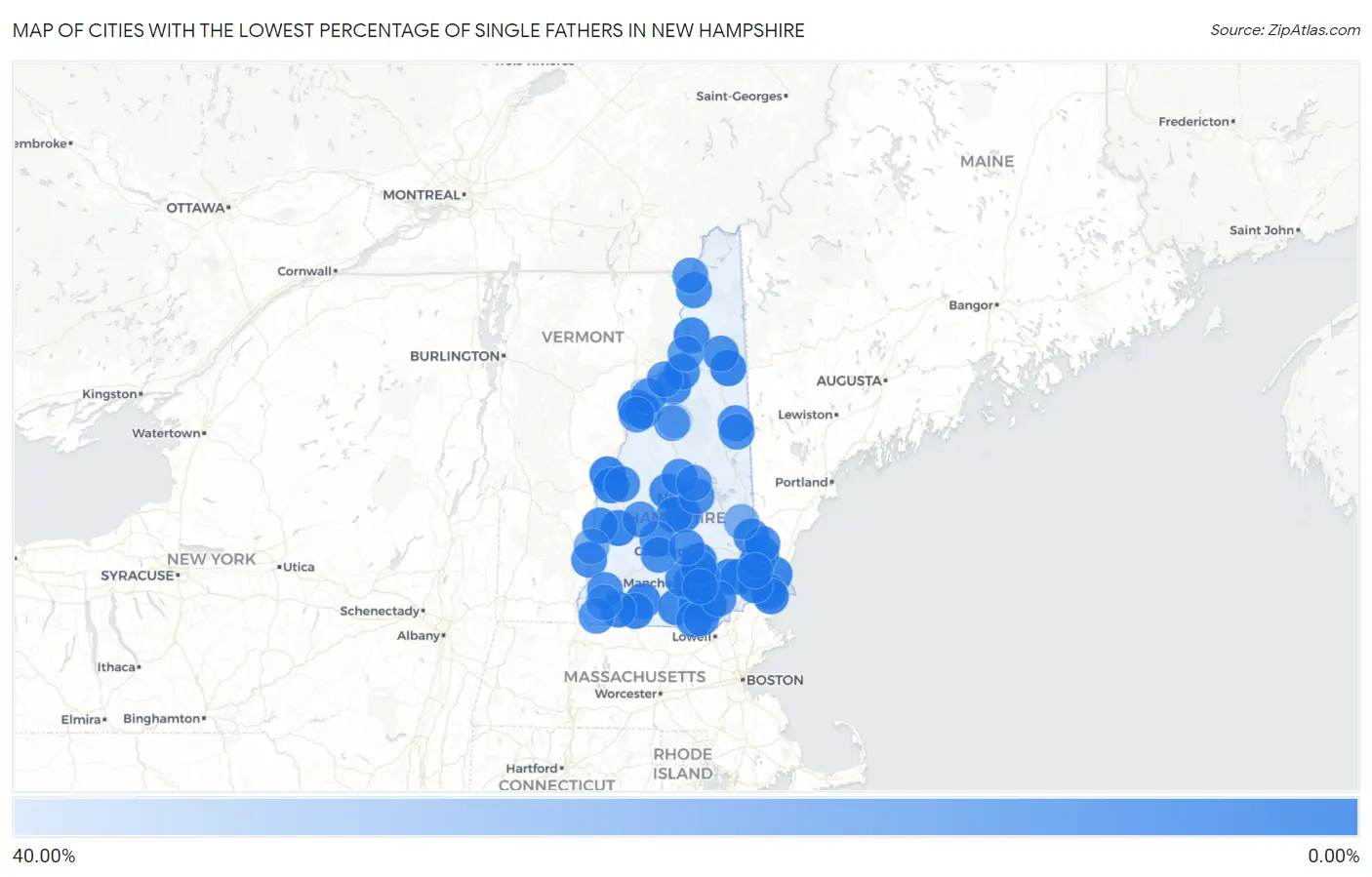 Cities with the Lowest Percentage of Single Fathers in New Hampshire Map