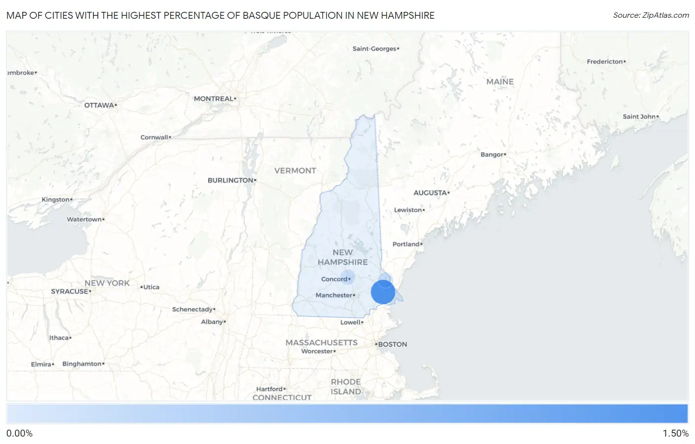 Cities with the Highest Percentage of Basque Population in New Hampshire Map