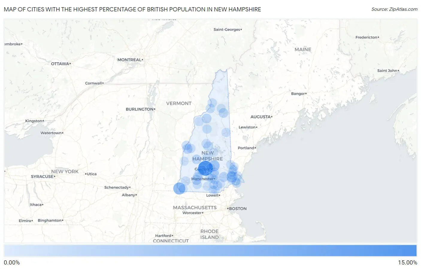Cities with the Highest Percentage of British Population in New Hampshire Map
