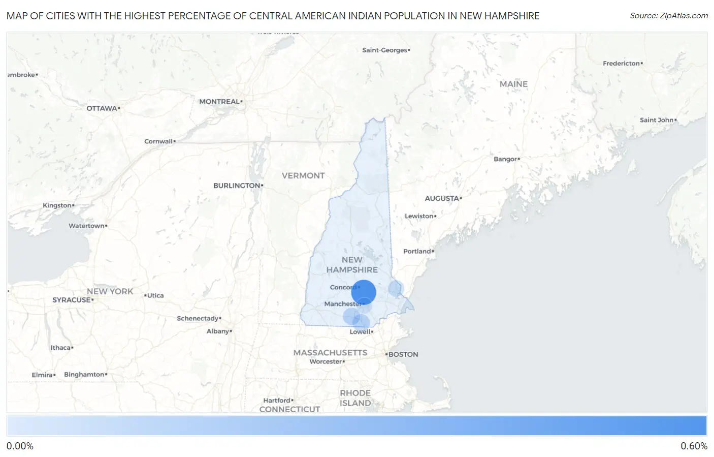 Cities with the Highest Percentage of Central American Indian Population in New Hampshire Map