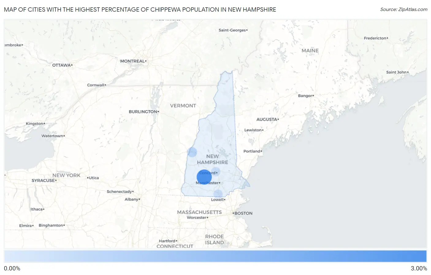 Cities with the Highest Percentage of Chippewa Population in New Hampshire Map