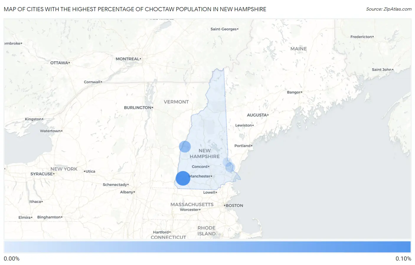 Cities with the Highest Percentage of Choctaw Population in New Hampshire Map