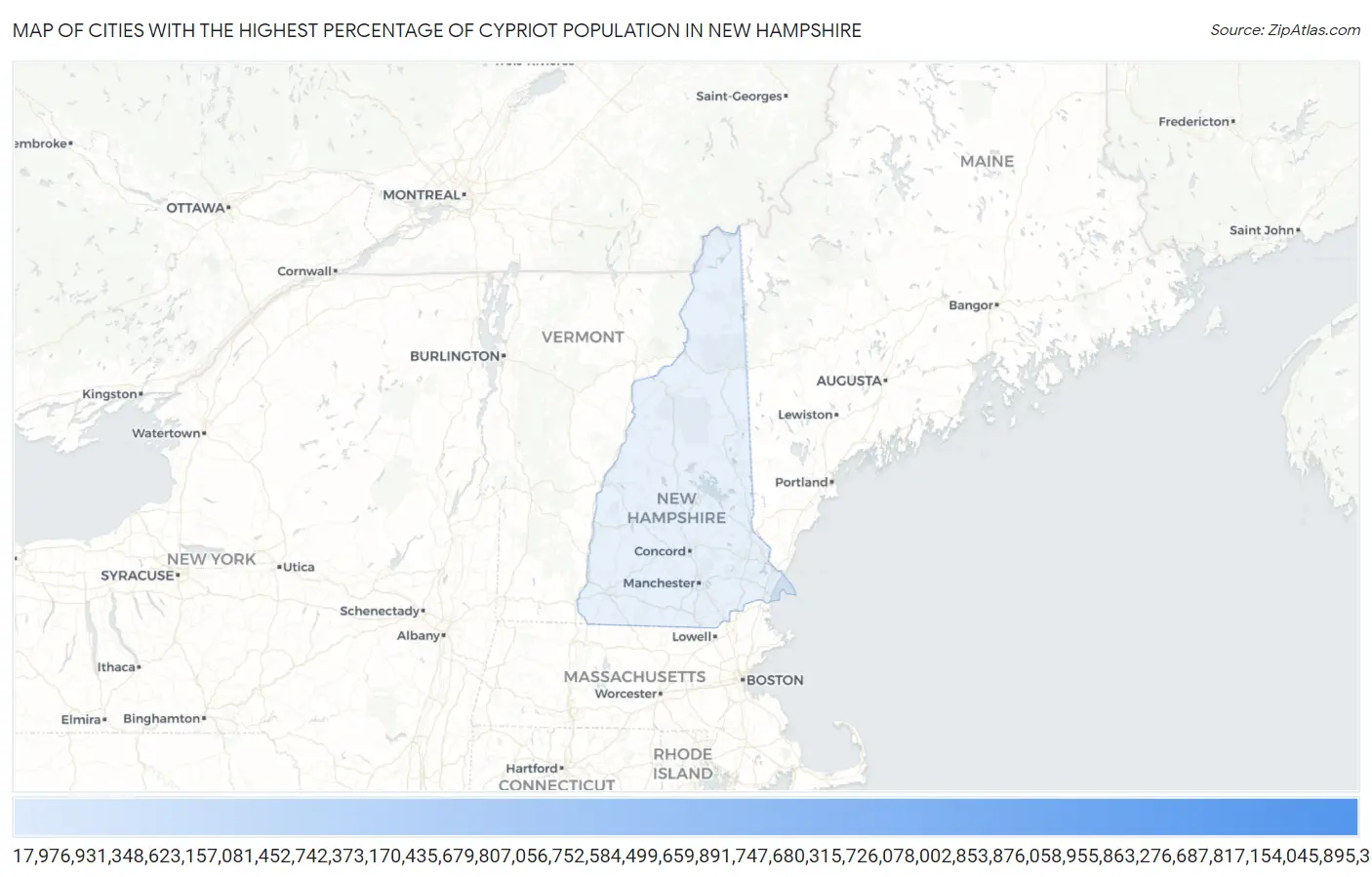 Cities with the Highest Percentage of Cypriot Population in New Hampshire Map