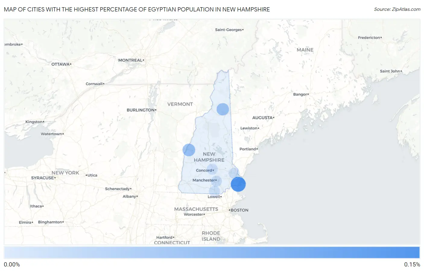 Cities with the Highest Percentage of Egyptian Population in New Hampshire Map