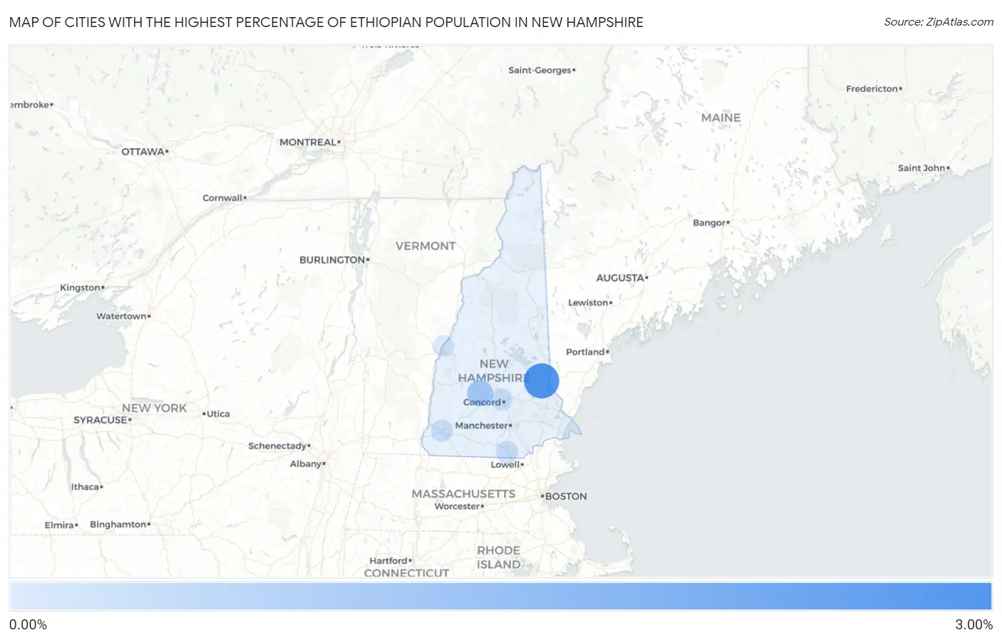 Cities with the Highest Percentage of Ethiopian Population in New Hampshire Map