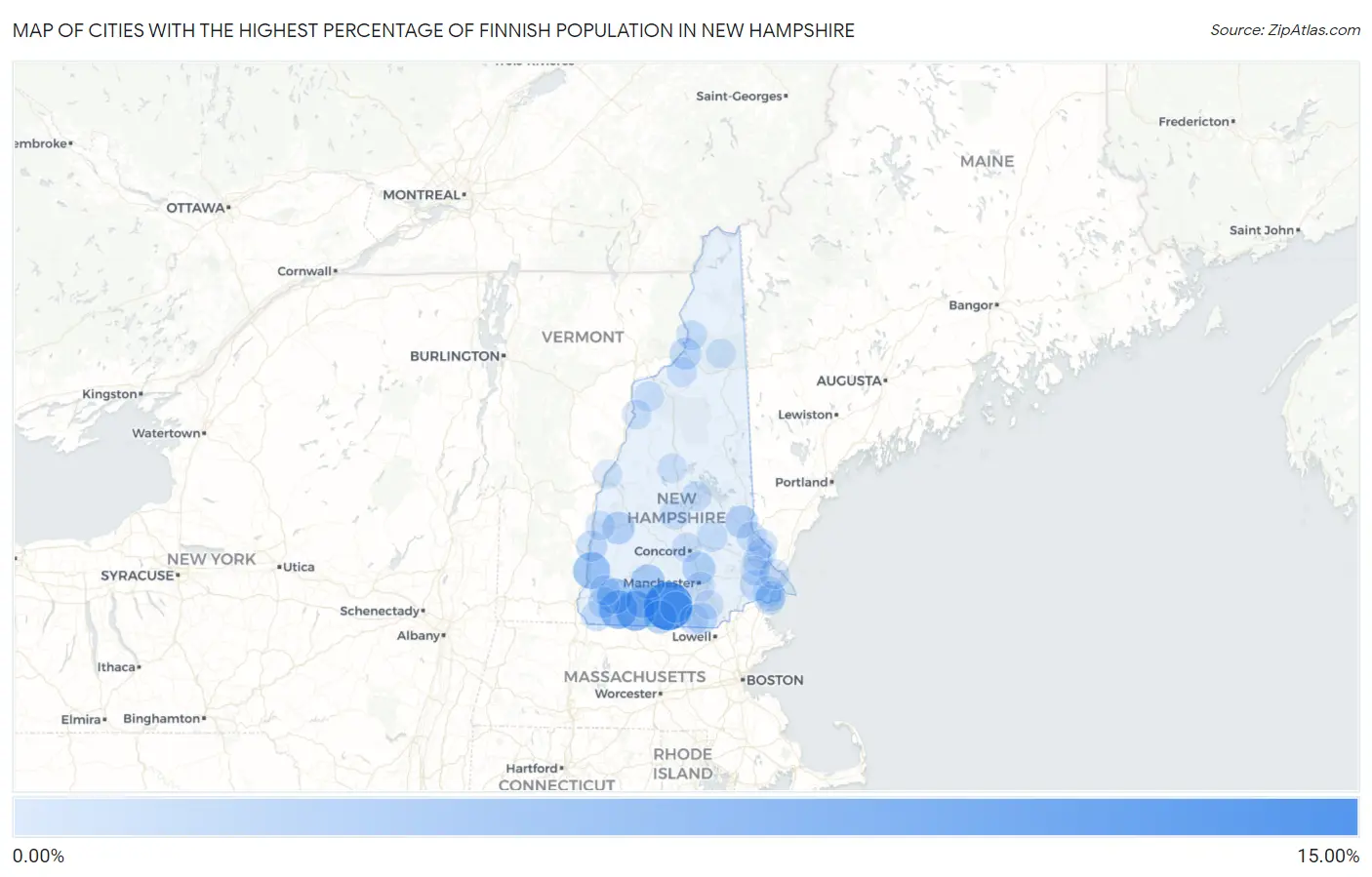 Cities with the Highest Percentage of Finnish Population in New Hampshire Map