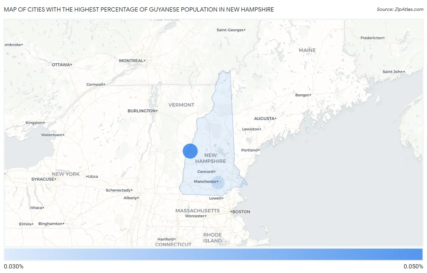 Cities with the Highest Percentage of Guyanese Population in New Hampshire Map