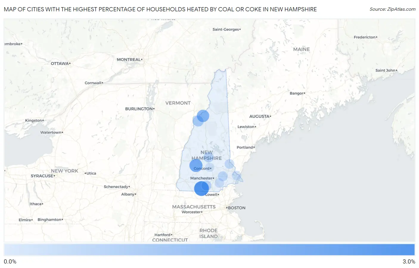 Cities with the Highest Percentage of Households Heated by Coal or Coke in New Hampshire Map