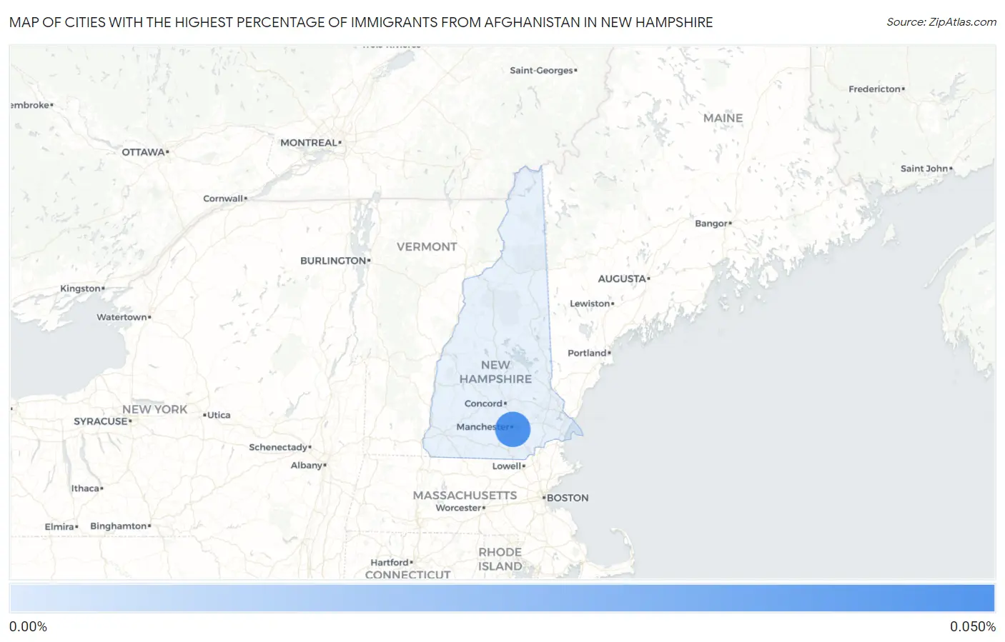 Cities with the Highest Percentage of Immigrants from Afghanistan in New Hampshire Map