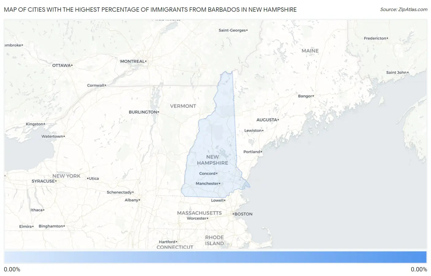 Cities with the Highest Percentage of Immigrants from Barbados in New Hampshire Map