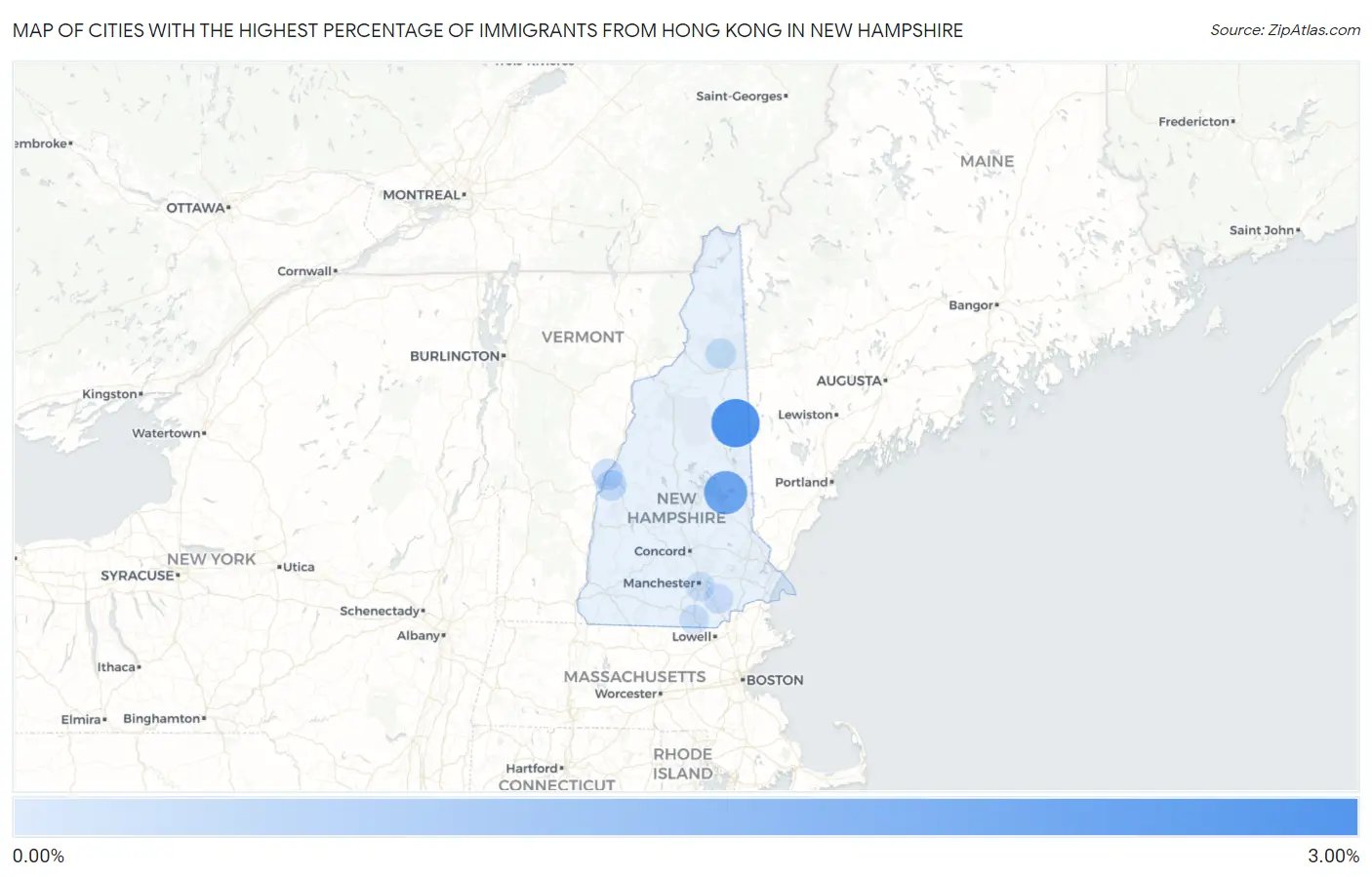 Cities with the Highest Percentage of Immigrants from Hong Kong in New Hampshire Map