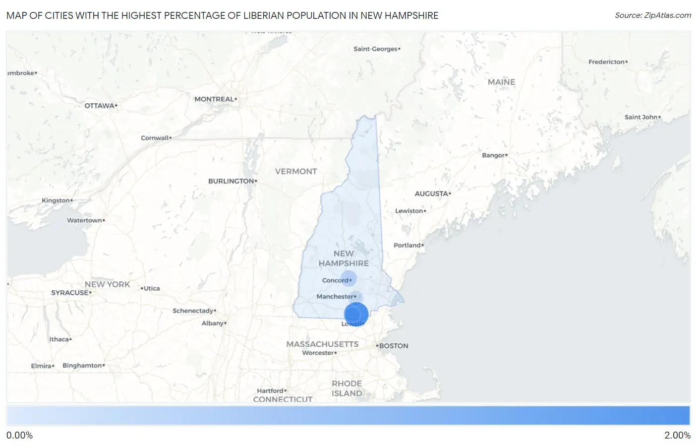 Cities with the Highest Percentage of Liberian Population in New Hampshire Map