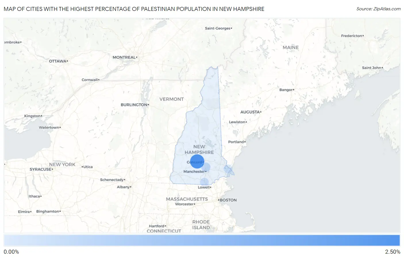 Cities with the Highest Percentage of Palestinian Population in New Hampshire Map